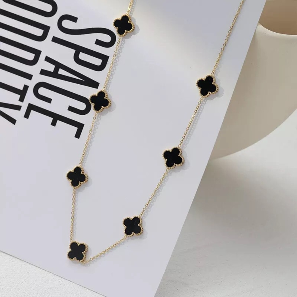 COPY - 18k gold four-leaf clover necklace, female airy acrylic gold plated neck… - Picture 2 of 13